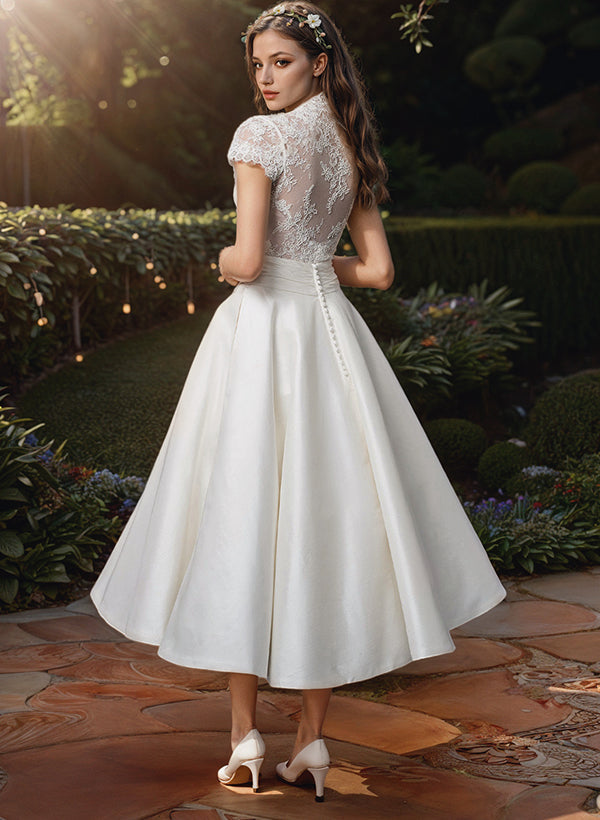 Isabella - Romantic Women's Wedding Guest Dress with Lace Bodice and Full A-Line Skirt