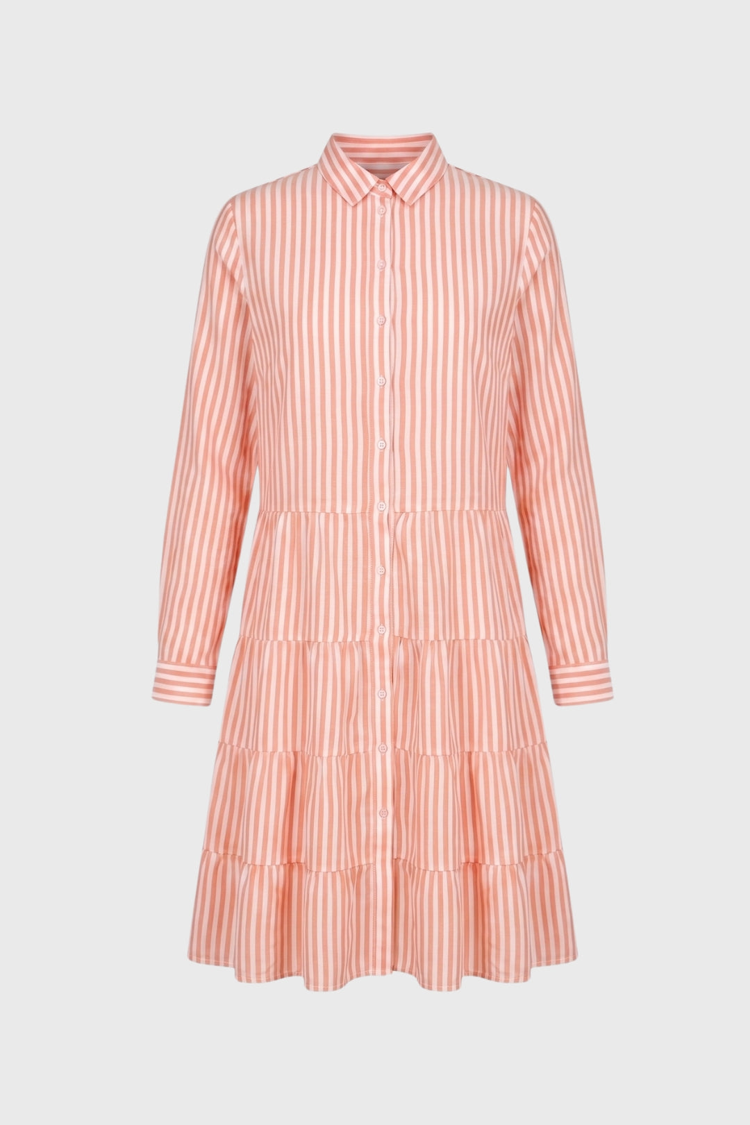 Midi Dress Women - Striped Button-Down | Tiered Collar Design