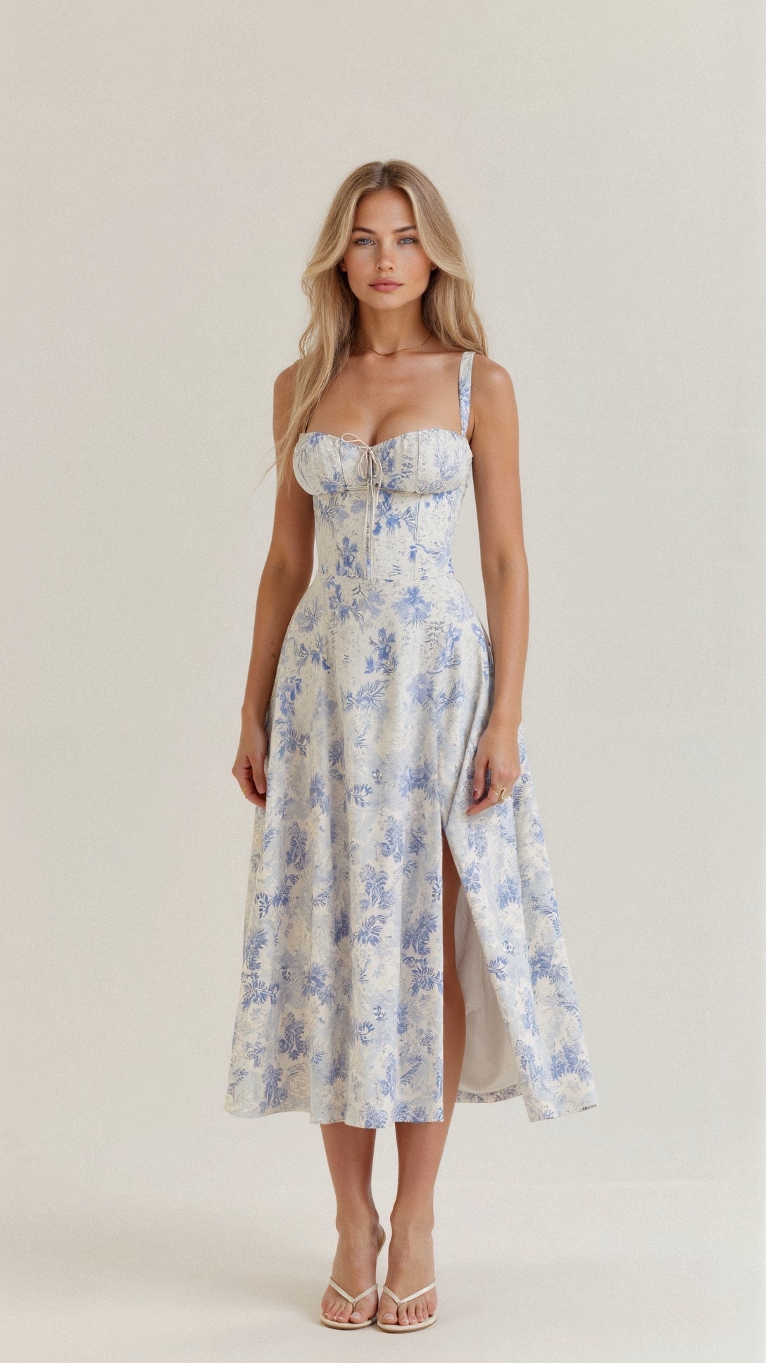 Aurora - Romantic Women's Wedding Guest Dress with Sweetheart Neckline and Front Slit