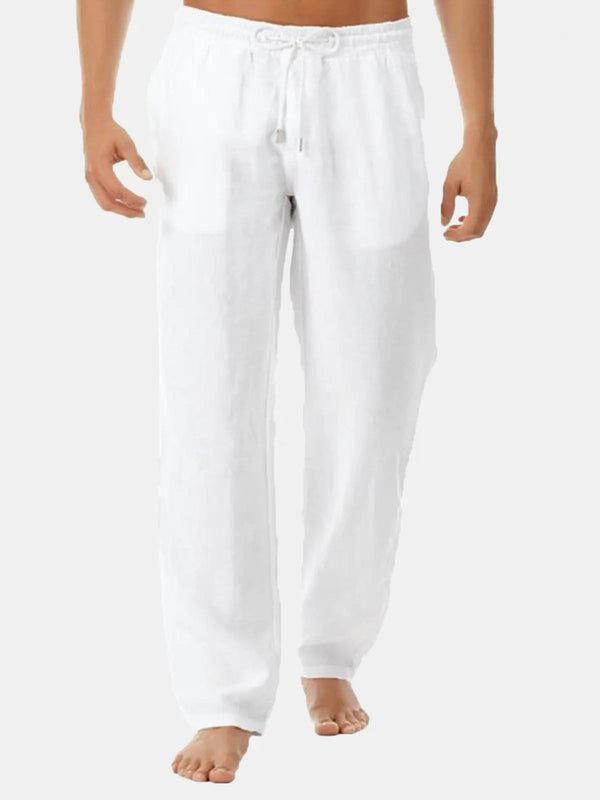 Caleb - Smart Men's Linen Pants with Drawstring Waist and Straight Leg