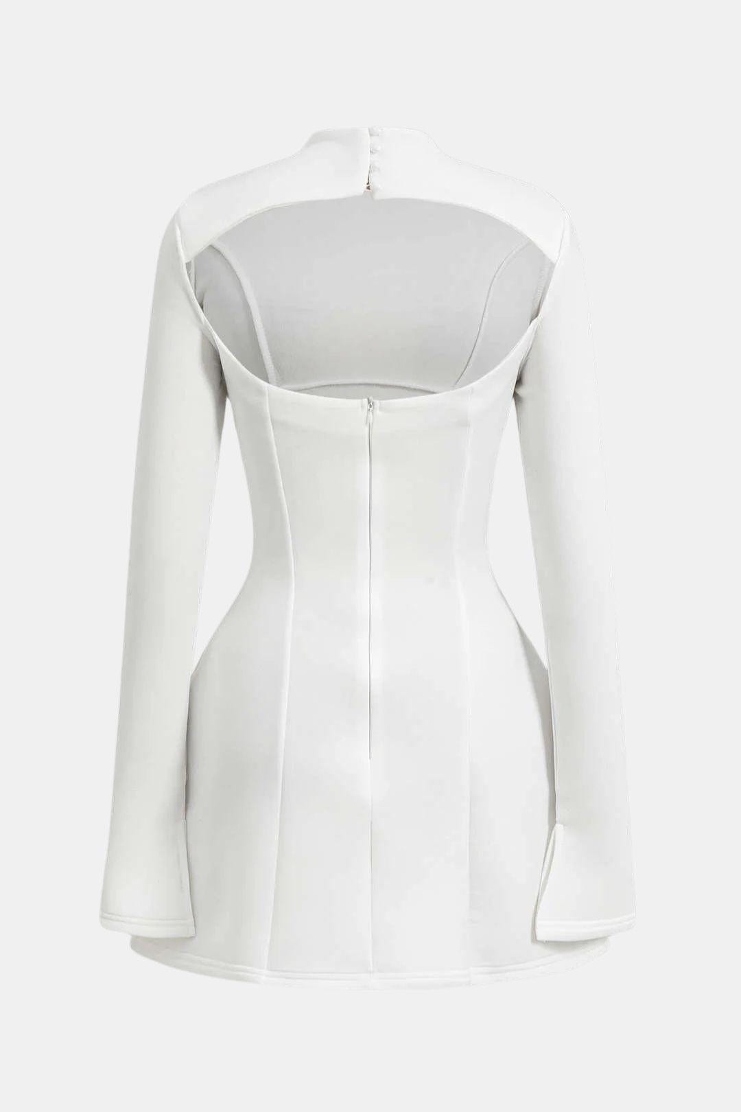 Emma - Elegant Women's Wedding Guest Dress with Mock Neck and Long Sleeves