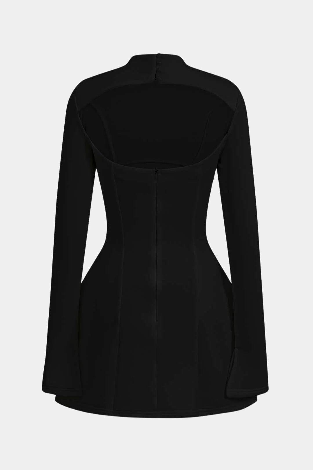 Emma - Elegant Women's Wedding Guest Dress with Mock Neck and Long Sleeves