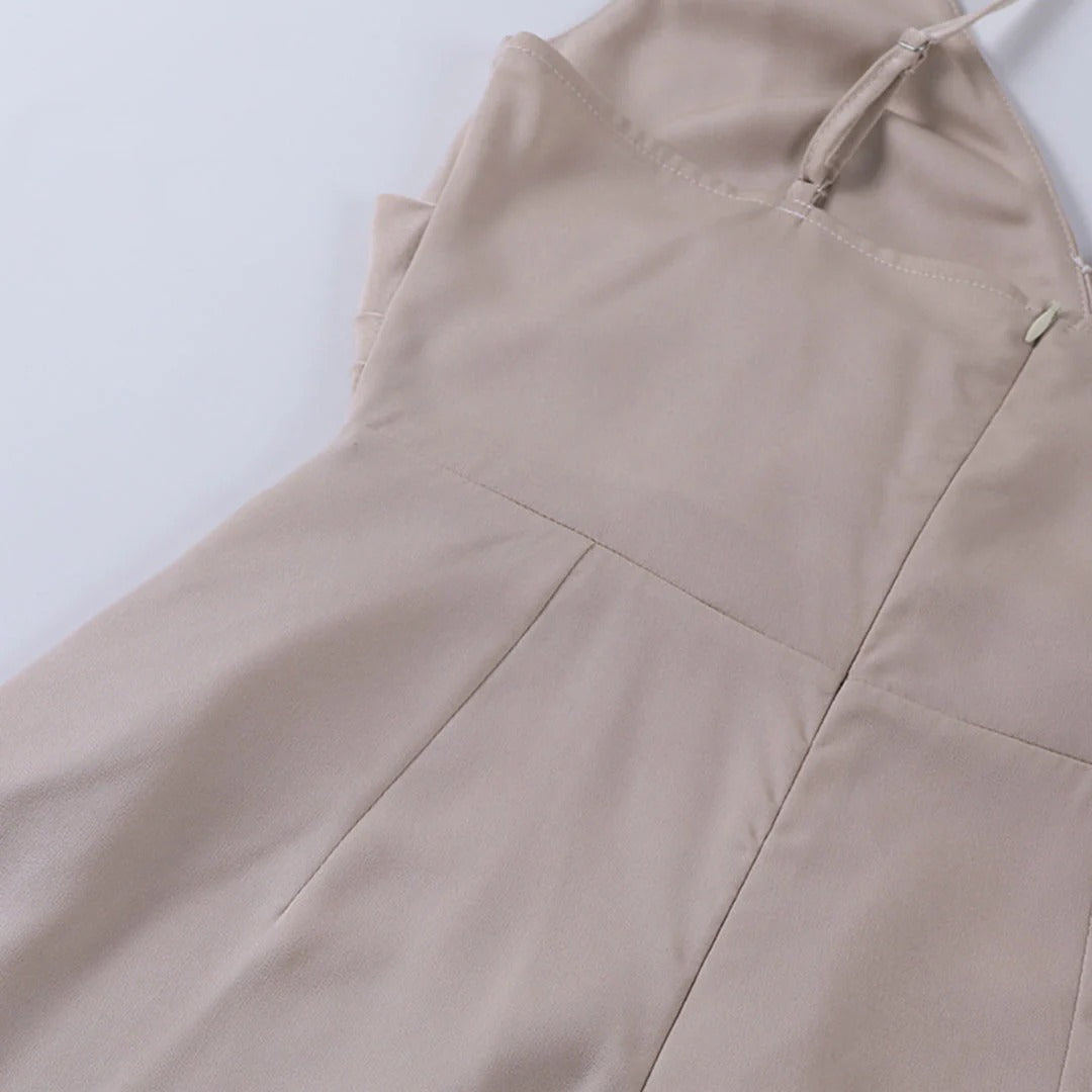 Evelyn - Elegant Women's Wedding Guest Dress with Cowl Neck and Thigh Slit
