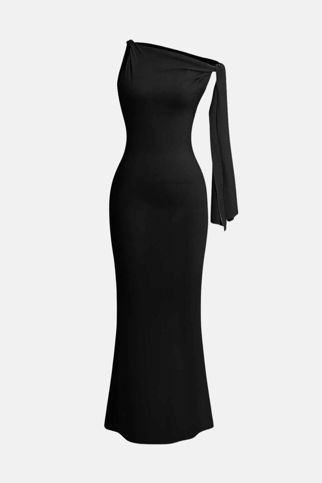 Grace - Elegant Women's Wedding Guest Dress with One-Shoulder Neckline and Maxi Fit
