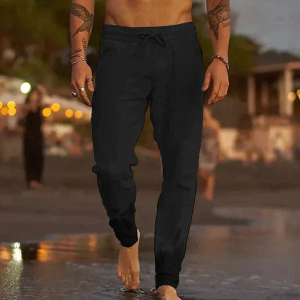 Hunter - Casual Men's Linen Pants with Drawstring Waist and Side Pockets for Summer
