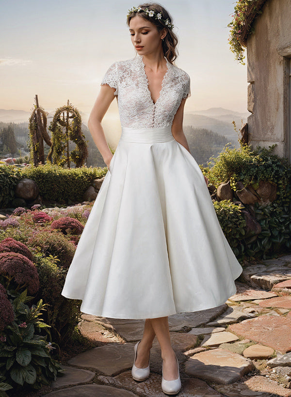 Isabella - Romantic Women's Wedding Guest Dress with Lace Bodice and Full A-Line Skirt