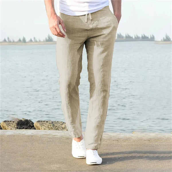 Jackson - Casual Men's Linen Pants with Drawstring Waist and Slim Straight Leg for Summer