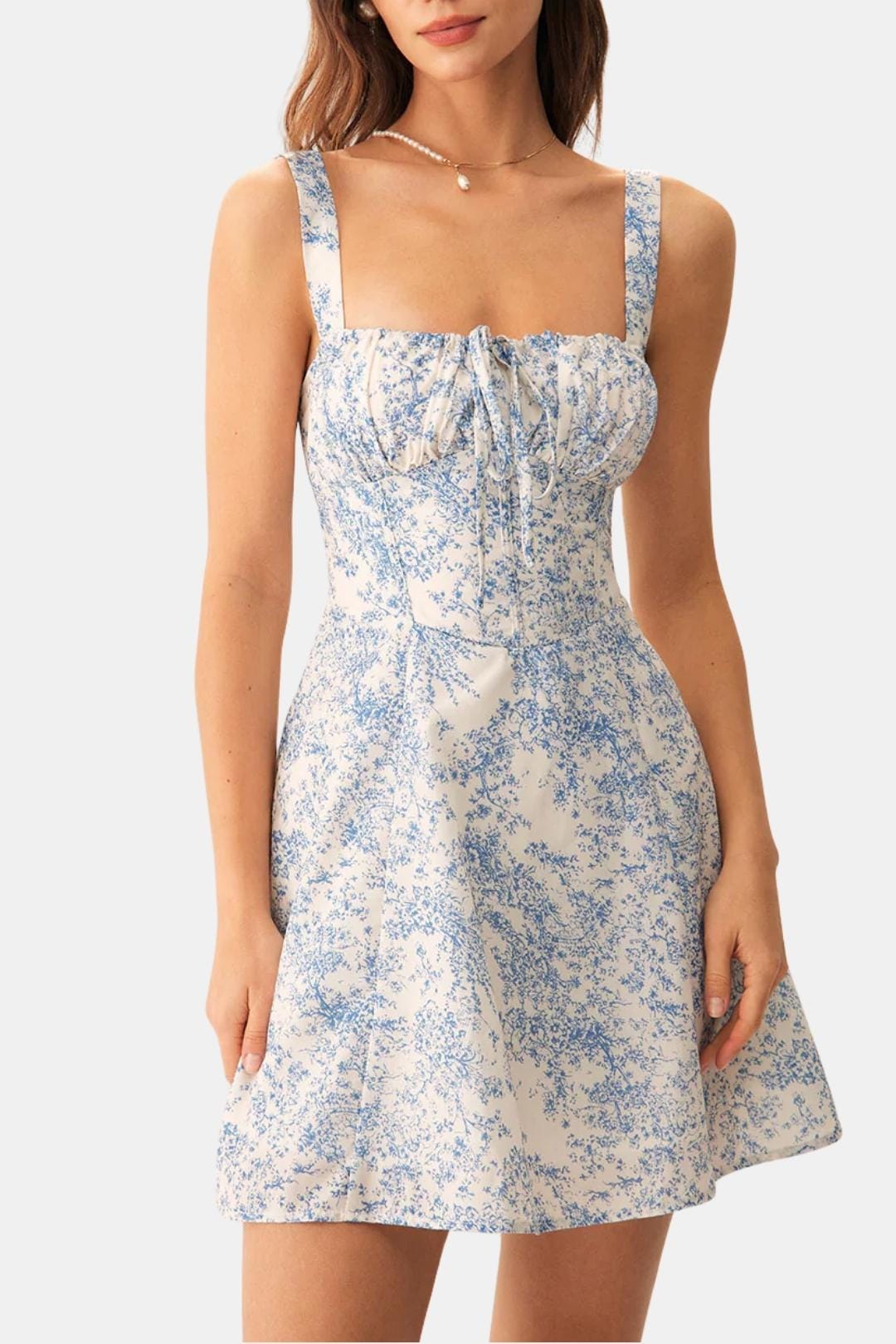 Lily - Trendy Women's Summer Dress with Sweetheart Tie Front and Floral Print