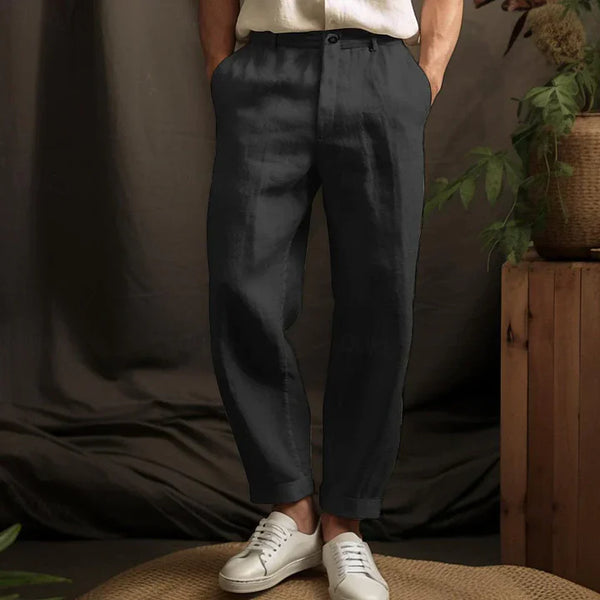 Logan - Casual Men's Linen Pants with Button Closure and Side Pockets for Summer