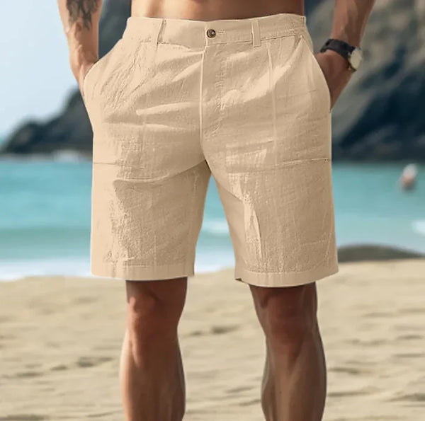 Logan - Casual Men's Linen Shorts with Button Closure and Side Pockets
