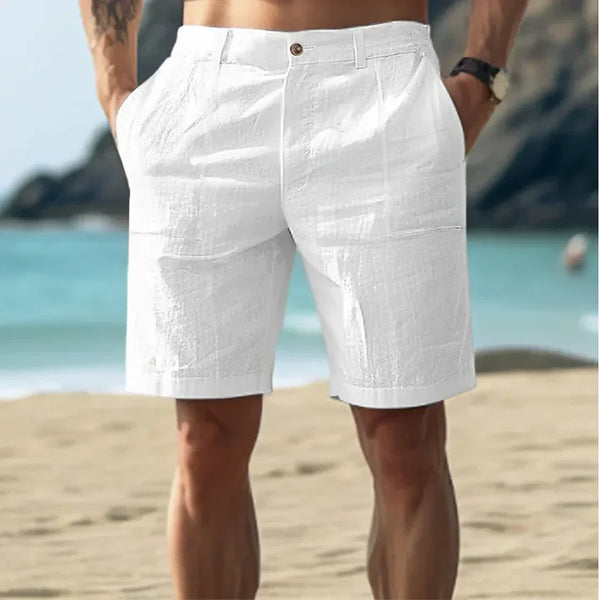 Logan - Casual Men's Linen Shorts with Button Closure and Side Pockets