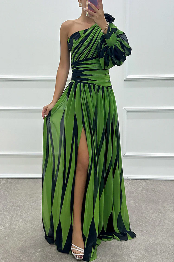 Madison - Glam Women's Wedding Guest Maxi Dress with One Shoulder and Ruched Bodice