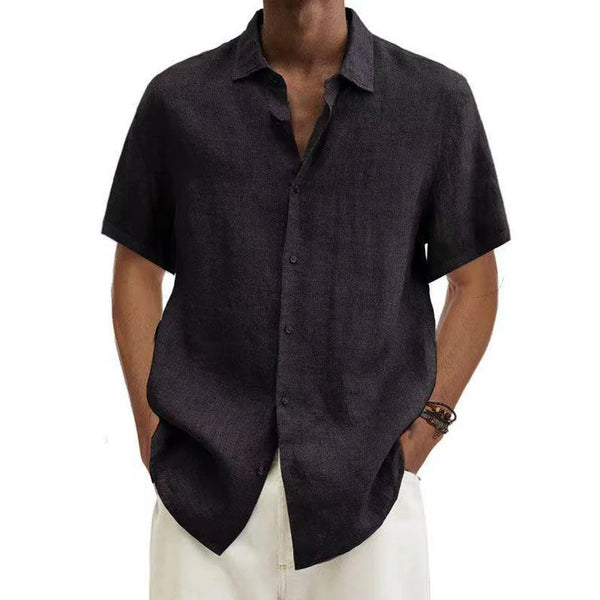 Mason - Casual Men's Linen Shirt with Short Sleeves and Classic Collar for Summer