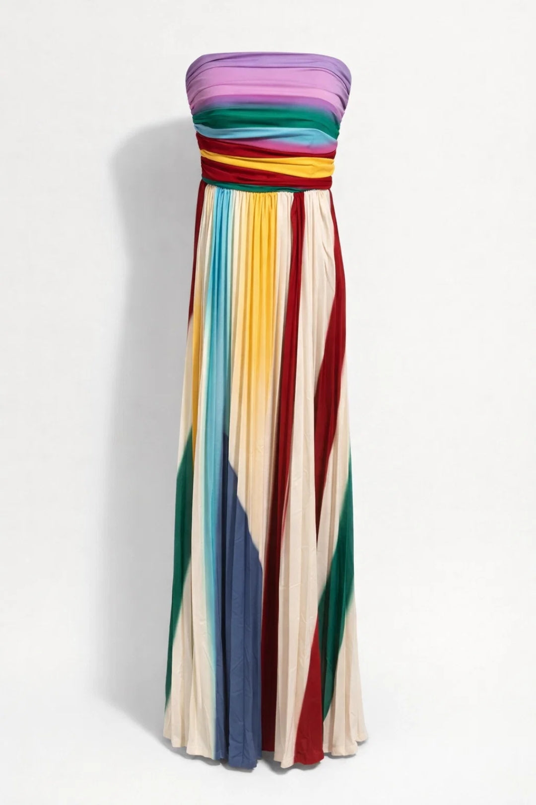 Maxi Dress Women - Strapless Pleated Flowy Design | Elegant Look