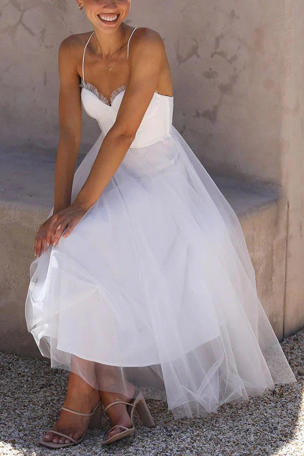 Mia - Romantic Women's Wedding Guest Dress with Bustier Bodice and Tulle Skirt