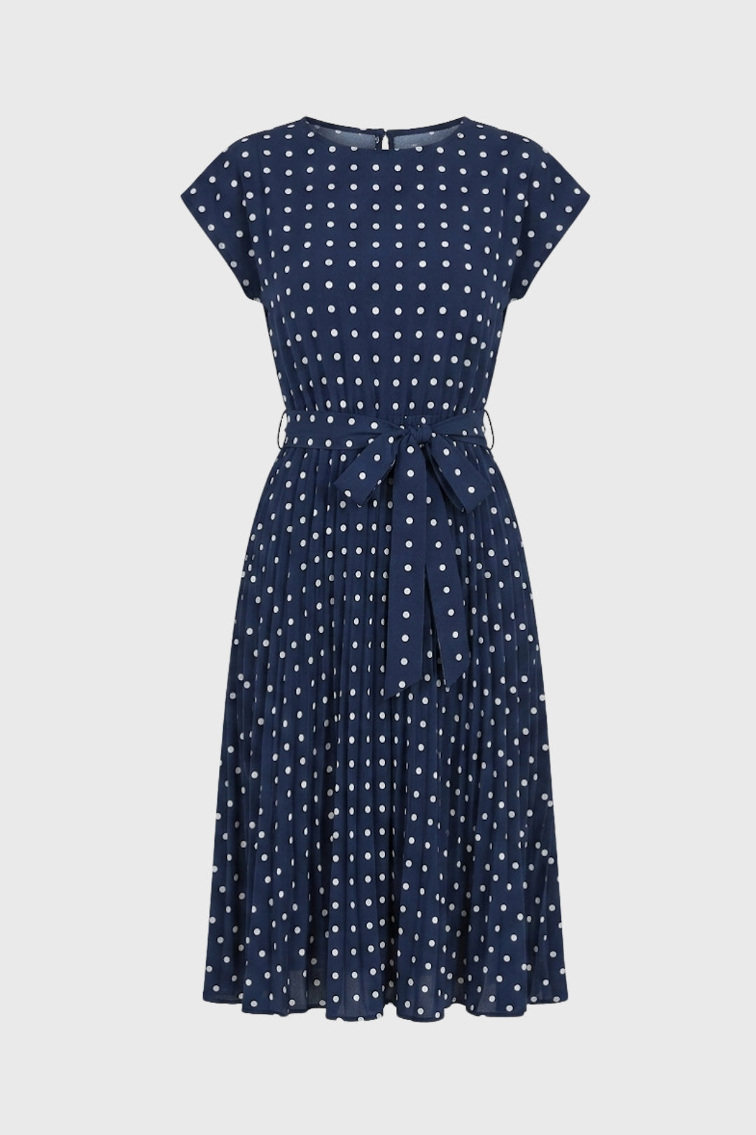 Midi Dress Women - Polka Dot Belted | Cap Sleeve Round Neck