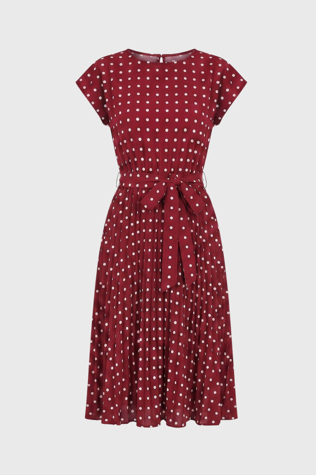 Midi Dress Women - Polka Dot Belted | Cap Sleeve Round Neck