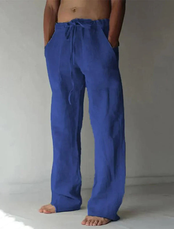 Owen - Relaxed Men's Linen Pants with Elasticated Drawstring Waist and Wide Straight Leg