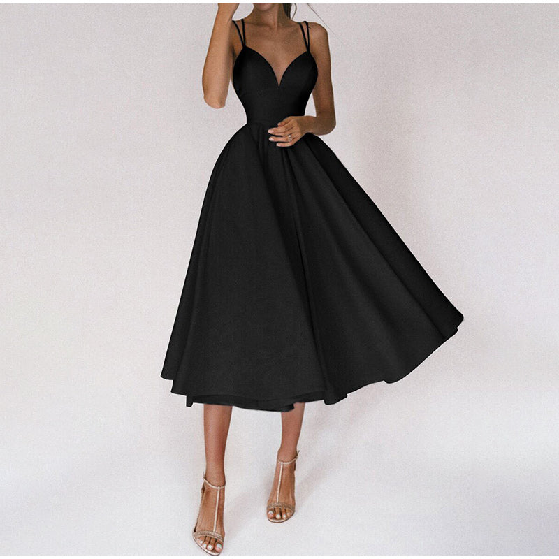 Scarlett - Elegant Women's Wedding Guest Midi Dress with Sweetheart Neckline and Full Skirt