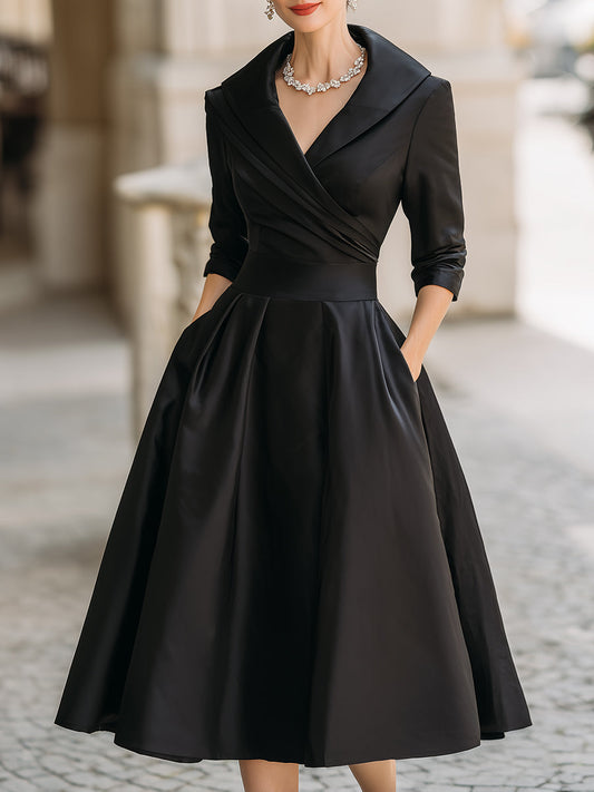 Sophia - Elegant Women's Wedding Guest Dress with Full A-Line Skirt and Wrap Bodice