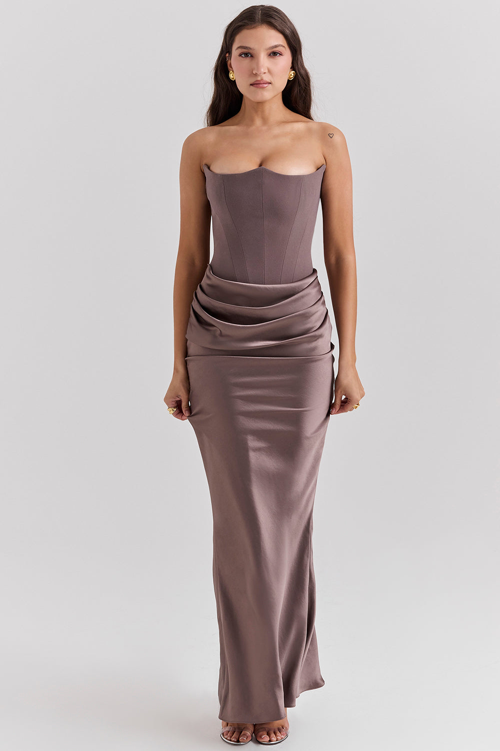Sophia - Glamorous Women's Wedding Guest Maxi Dress with Corset Bodice and Draped Waist