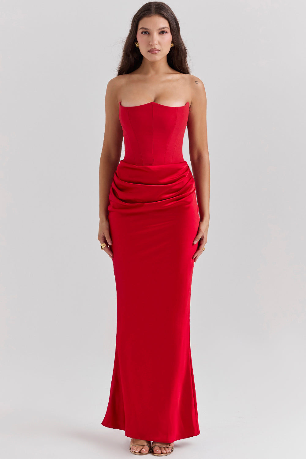 Sophia - Glamorous Women's Wedding Guest Maxi Dress with Corset Bodice and Draped Waist