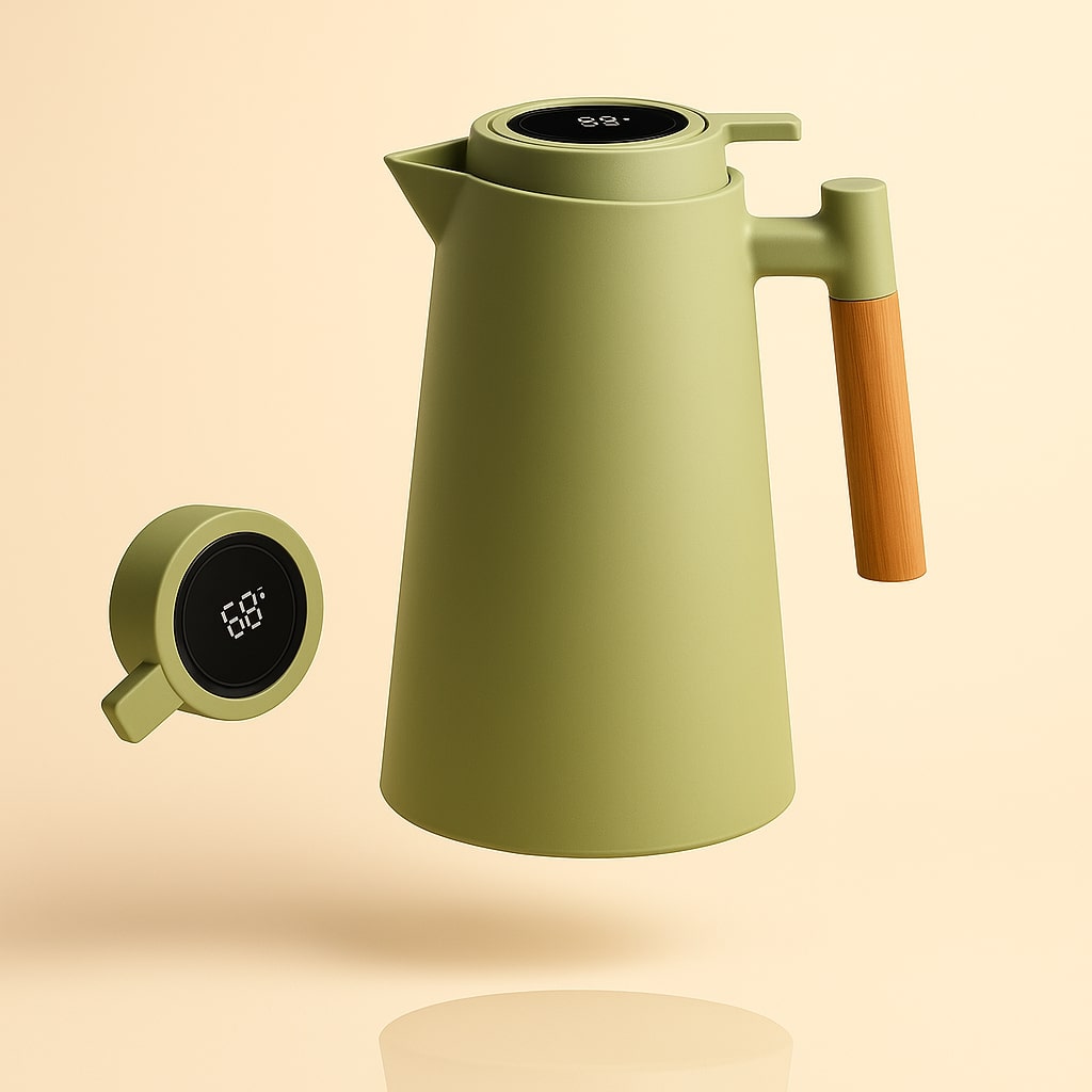 Thermal Carafe with Temperature Display | 1 Liter Insulated Coffee & Tea Carafe