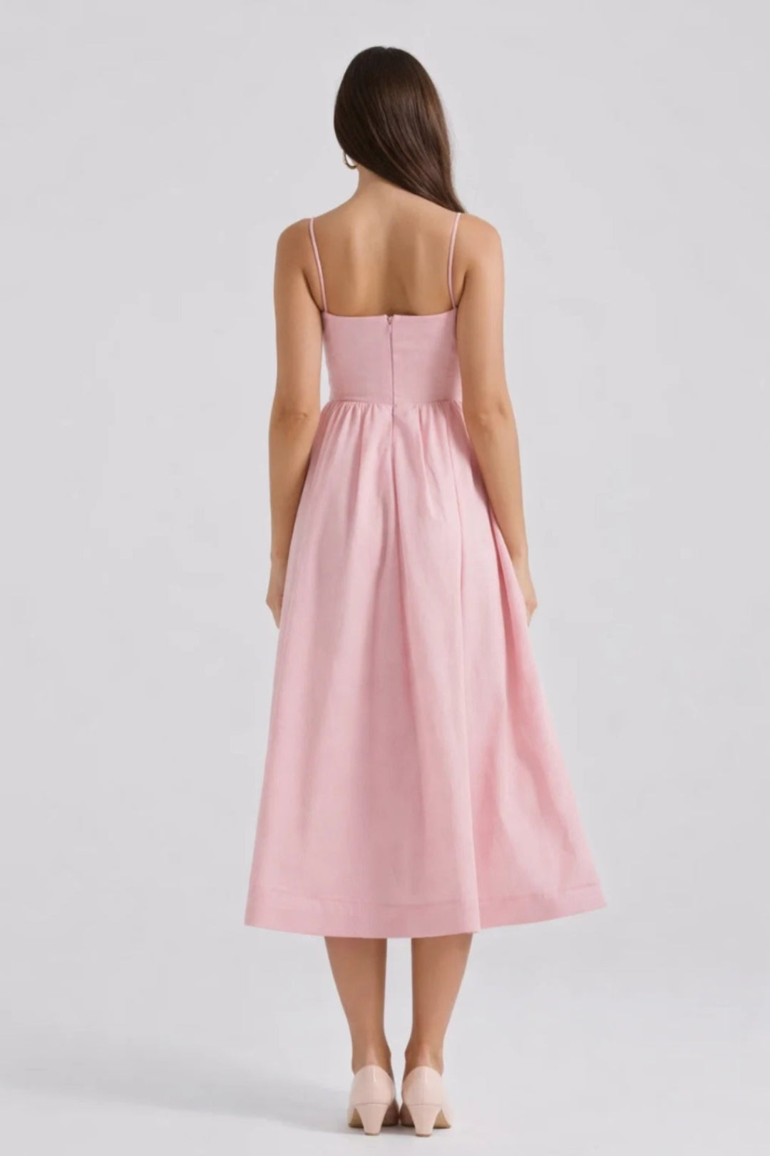 Midi Dress Women - Sleeveless Fit-and-Flare | Side Pockets